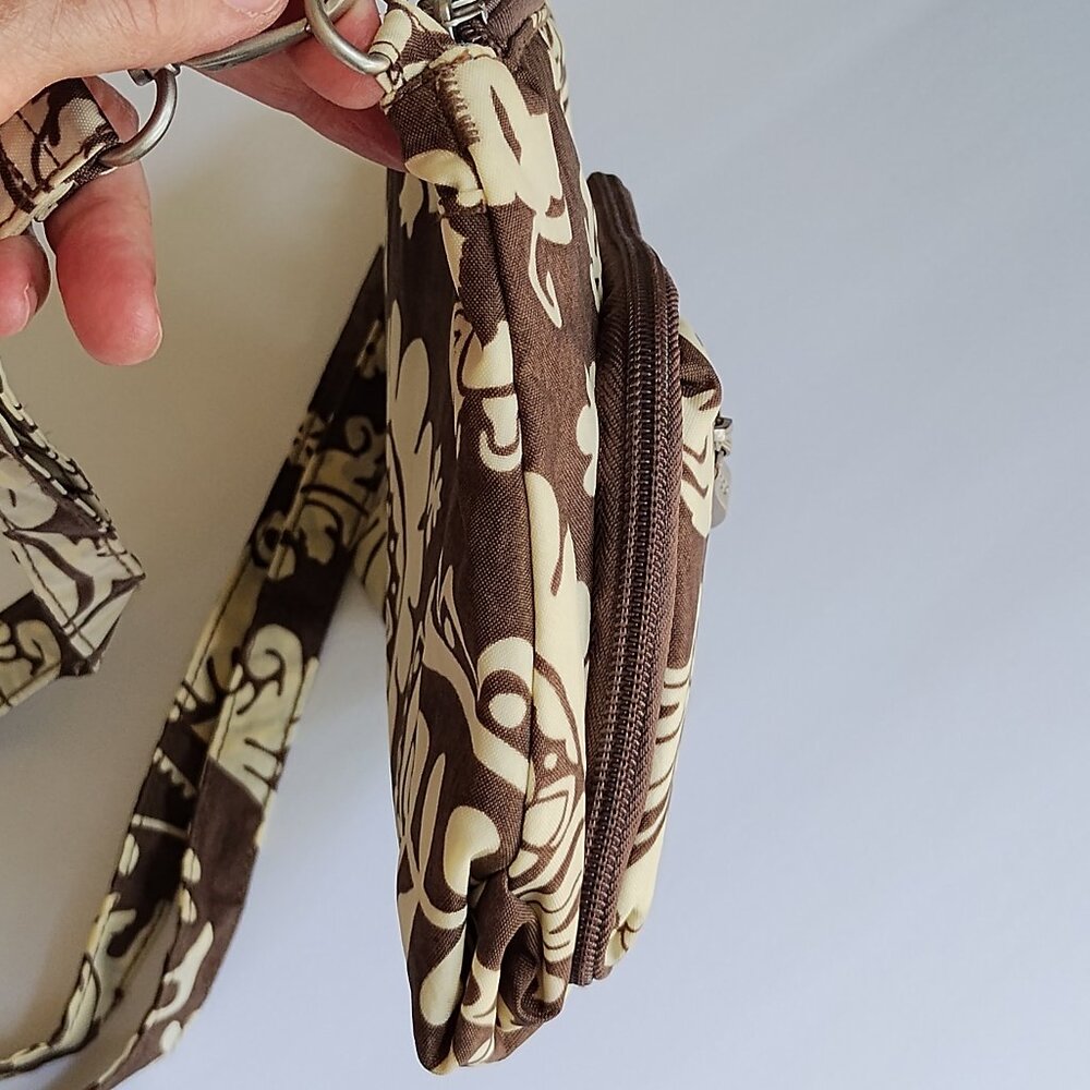 Baggallini Brown & Cream Floral Crossbody Purse Adjustable Strap - Picture 9 of 16